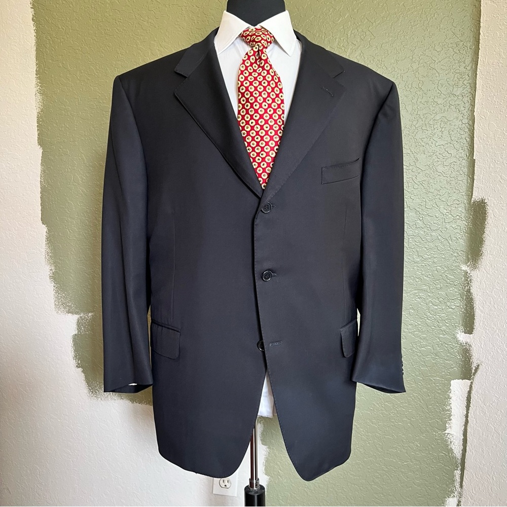 Canali Men's Blue Blazer Loro Piana Tasmanian 120 Wool, Size 62 (US52) - Picture 4 of 16